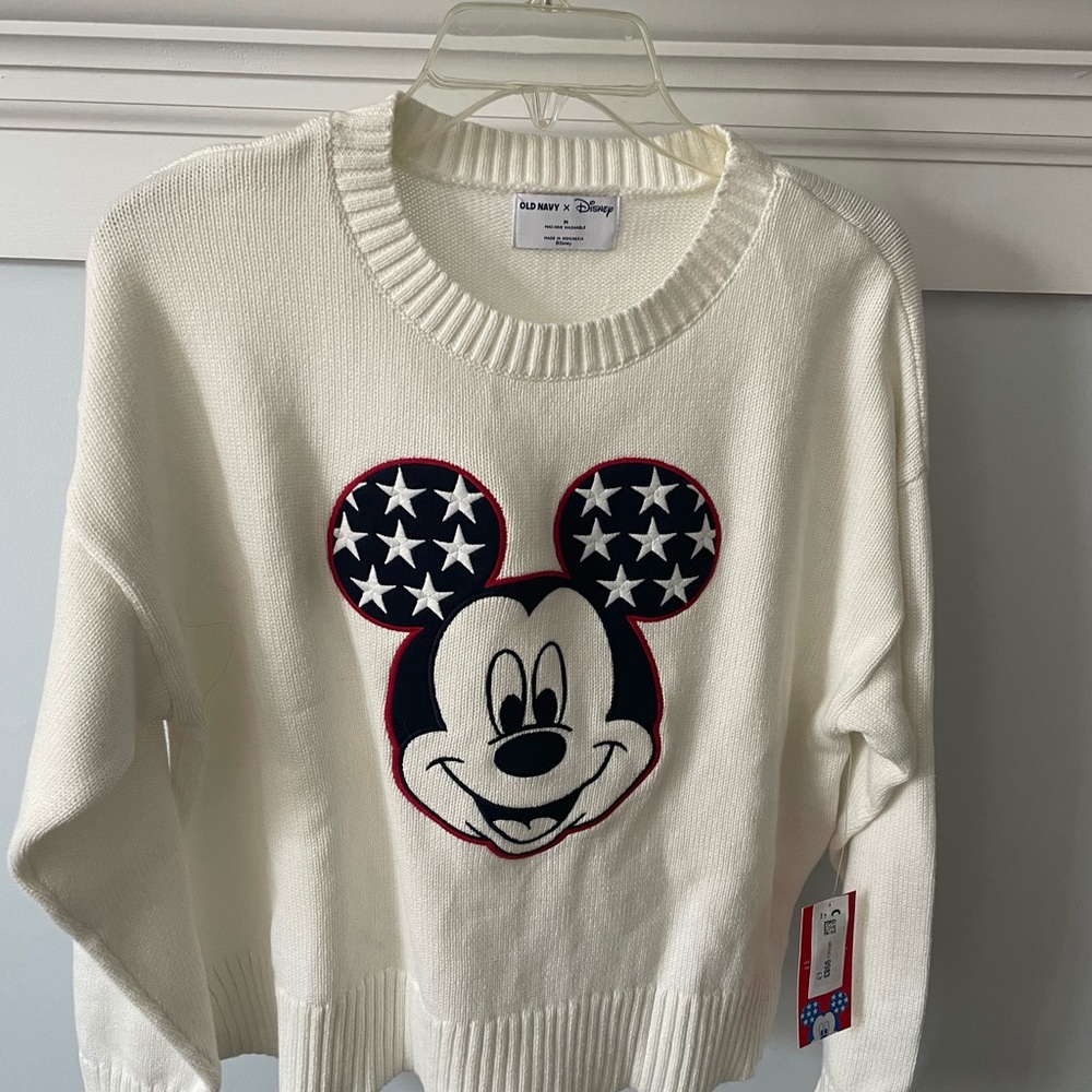 Disney Women's Cream Mickey Mouse Star Sweater